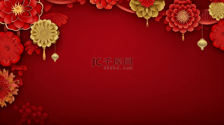 传统新年中国风富贵花开背景