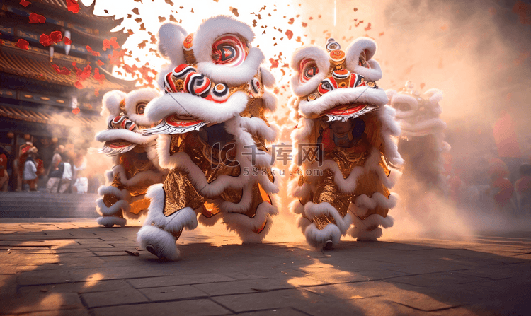 春节传统舞狮表演