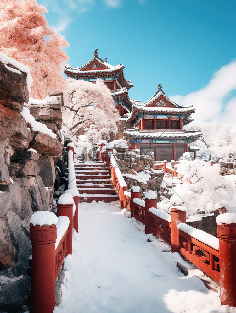 中国红墙古建筑积雪13