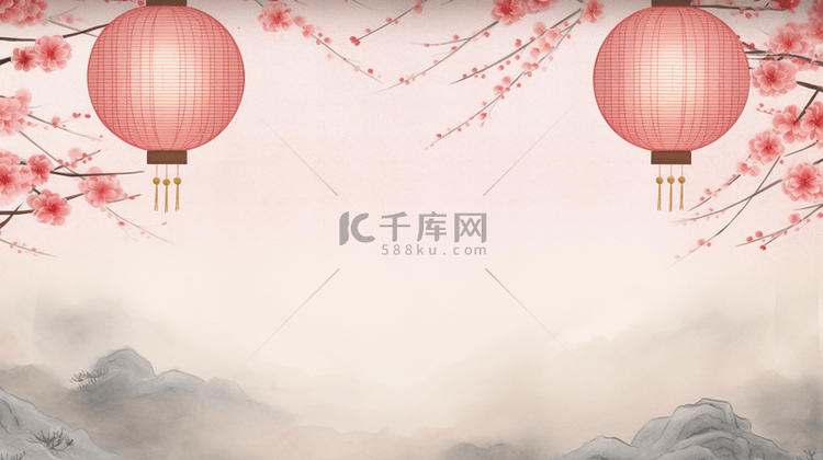 红色喜庆中国风灯笼装饰背景16