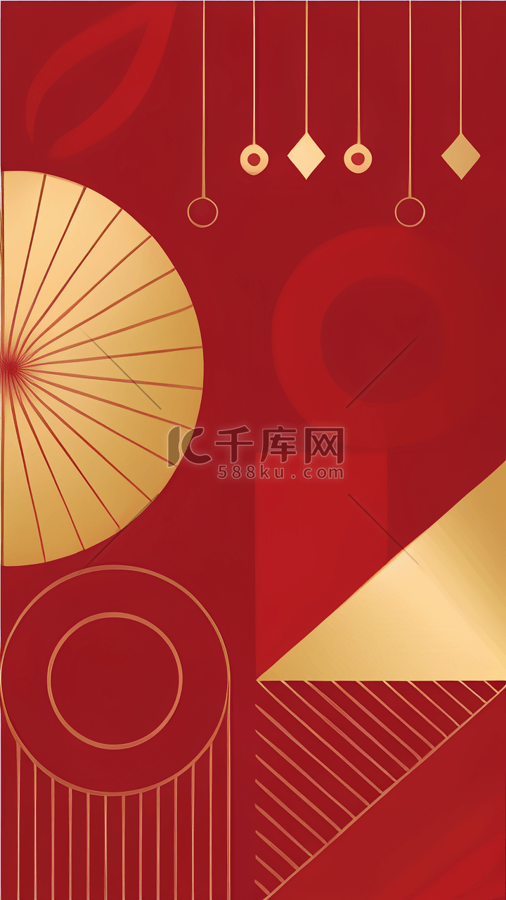 中式弥散风红金新年纹理背景