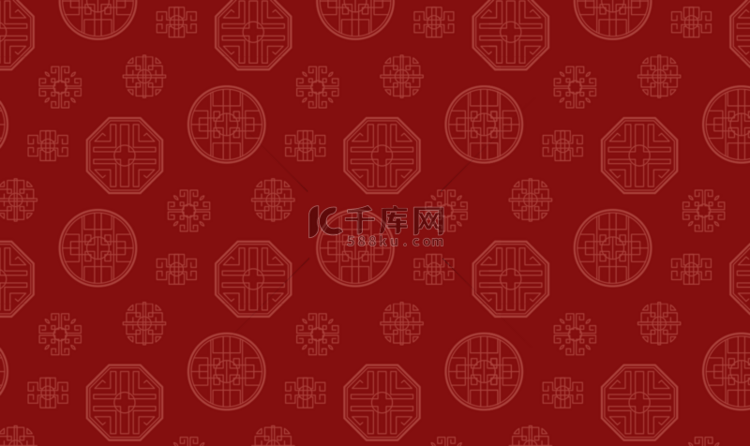 红色简约中式图案平铺新年节日背