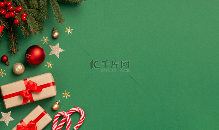 绿色纯色圣诞元素圣诞节节日背景