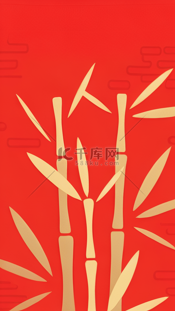 中国风新年通用红金竹子背景