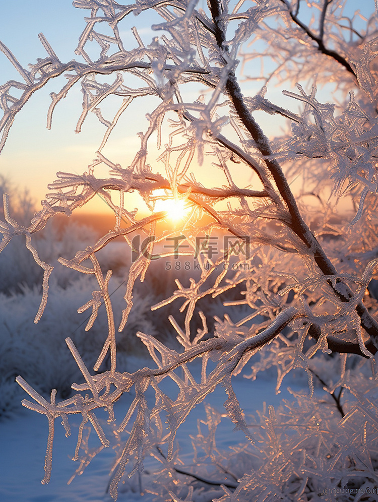 树枝上的冰挂冬天雪景8
