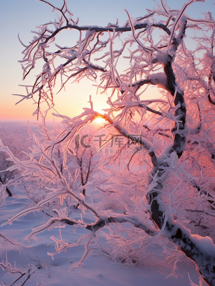 树枝上的冰挂冬天雪景18