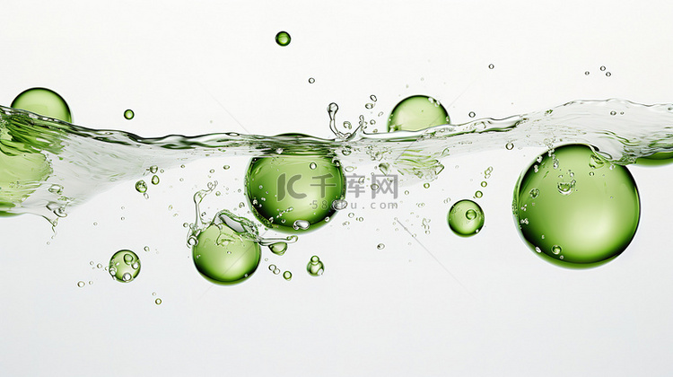 白色背景下透明的绿色气泡18