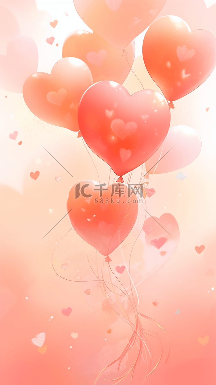 情人节粉桃色红色可爱粉彩气球背