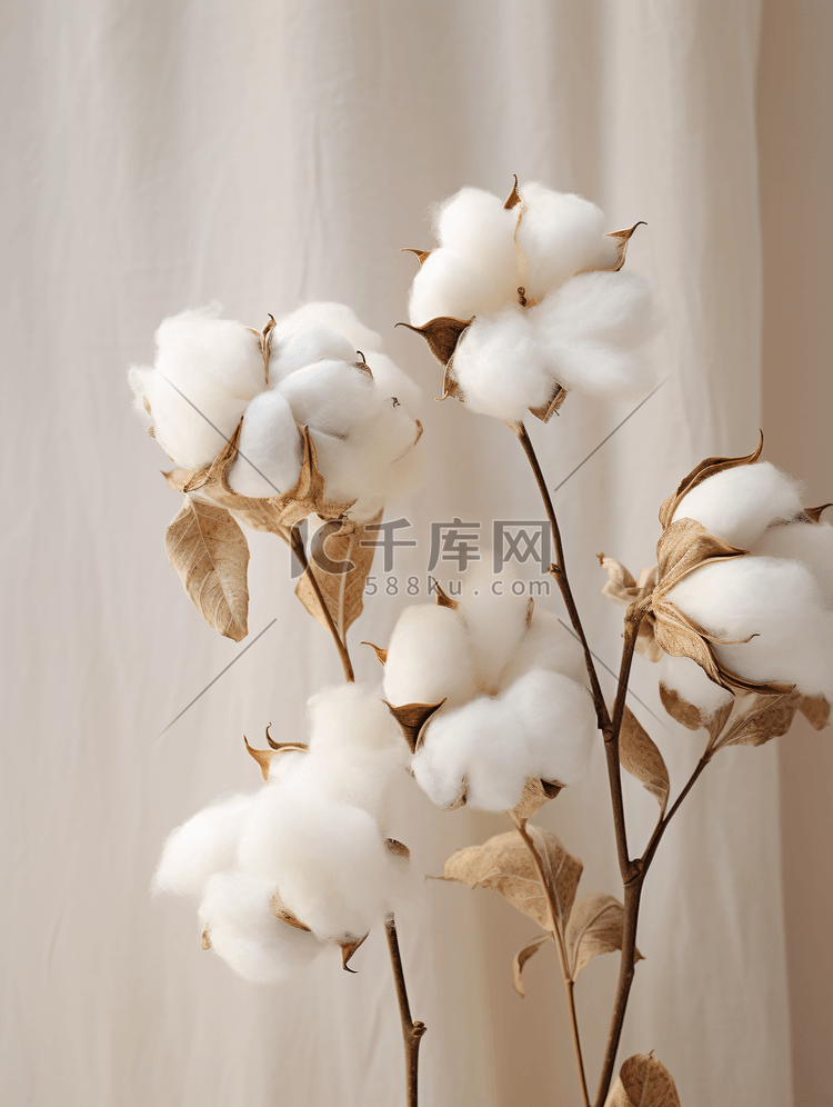 白色棉花产品摄影图