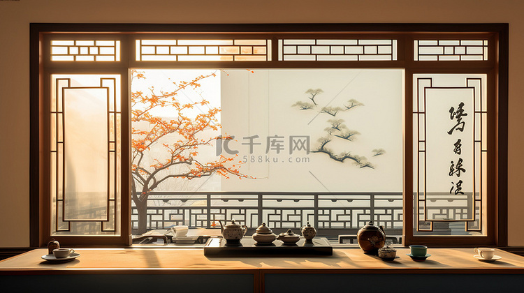 中式装饰茶室窗户11