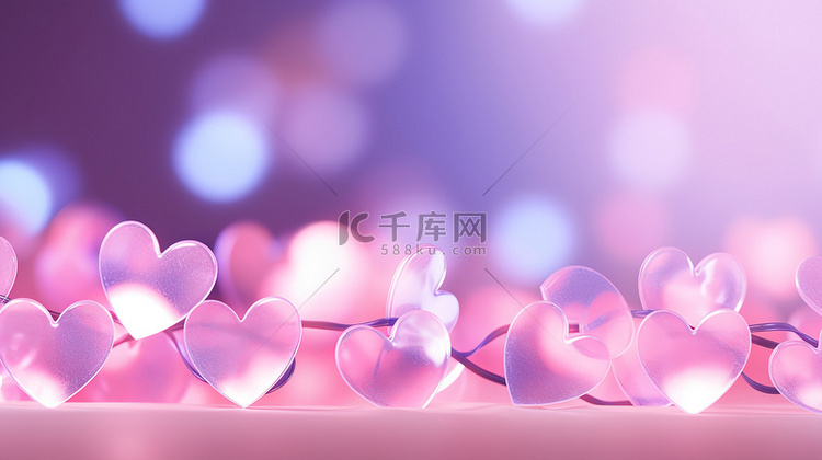 浪漫粉紫色爱心形状5背景设计图