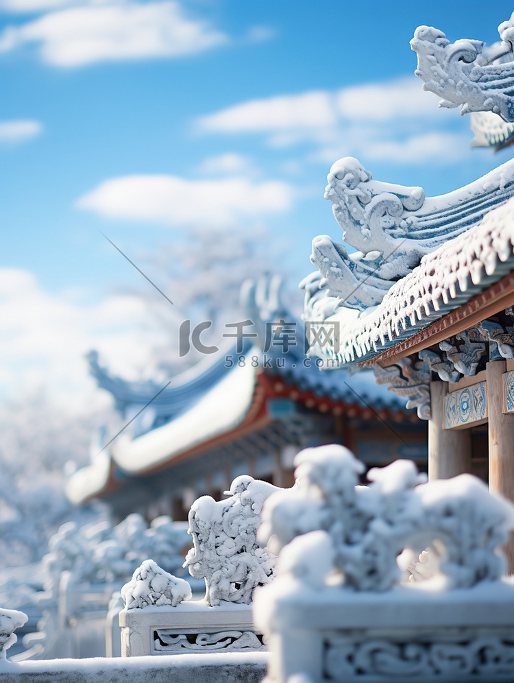 冬天下雪的故宫特写16背景图
