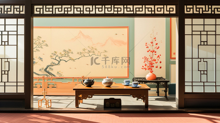 中式装饰茶室窗户19