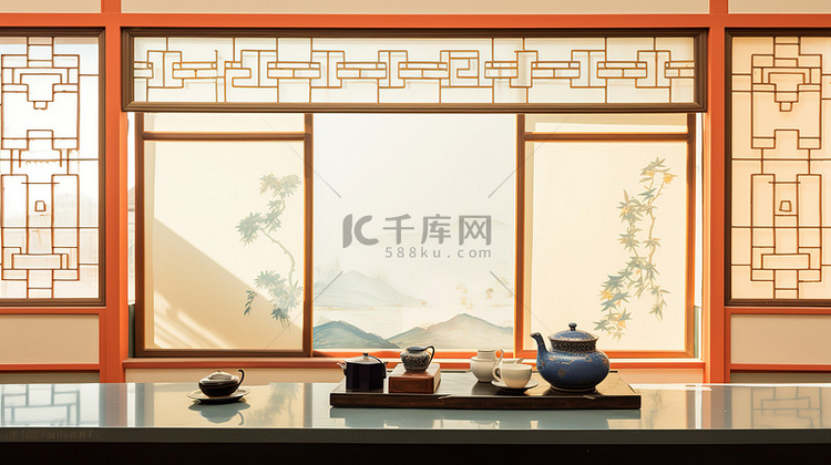 中式装饰茶室窗户12