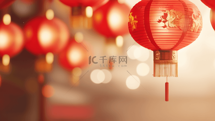 红色新年中国年喜庆灯笼背景14