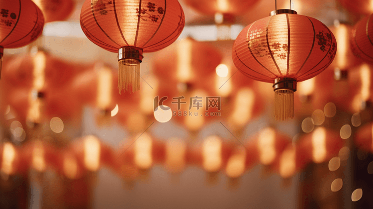 红色新年中国年喜庆灯笼背景背景