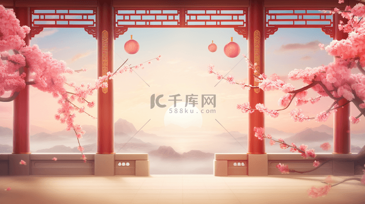 彩色中国风古典装饰春节边框背景
