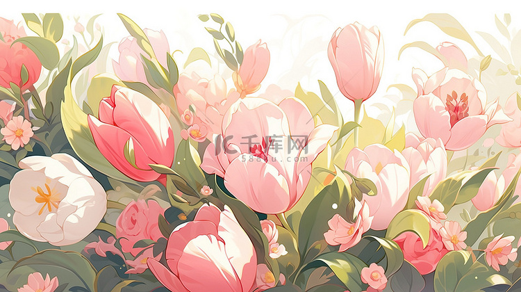 粉色郁金香花朵清新春天18设计图