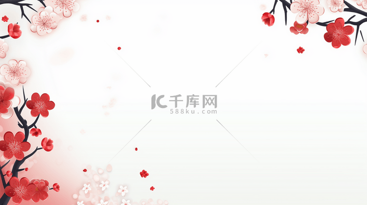 红色中国风新年梅花装饰背景196