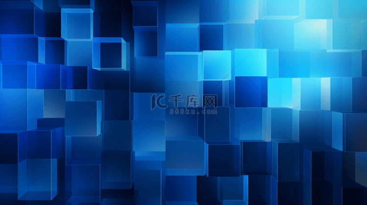 蓝色科技感方块层次装饰背景30