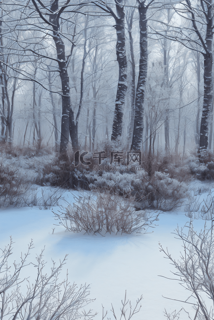 下雪天树林里的积雪图片16
