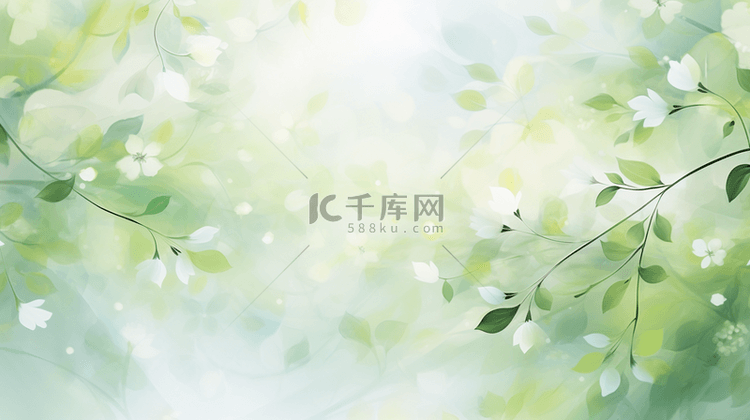 清新春季绿色枝叶光影背景背景图