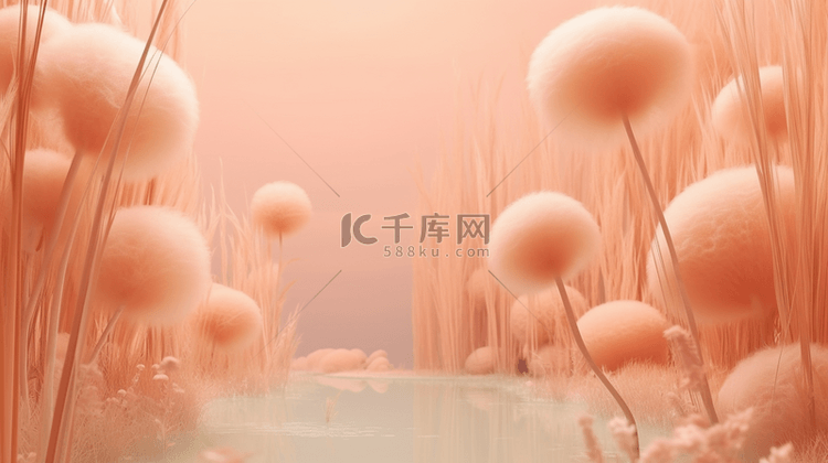 粉桃色毛茸茸植物自然装饰背景9