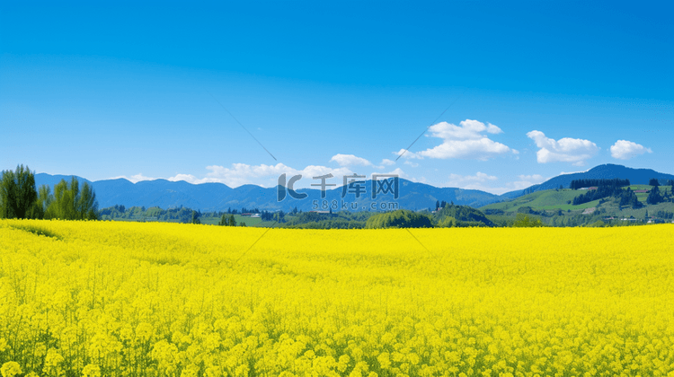 清新田野花田春天风景场景背景背