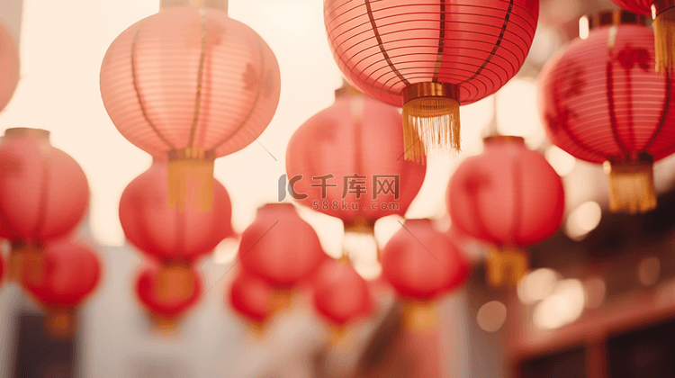 红色新年中国年喜庆灯笼背景素材