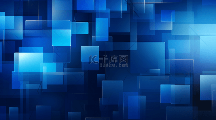 蓝色科技感方块层次装饰背景13