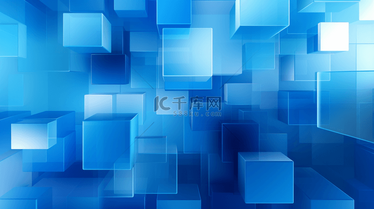 蓝色科技感方块层次装饰背景20