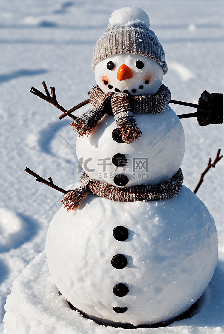 冬天雪地里的白色雪人图片12
