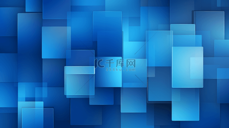 蓝色科技感方块层次装饰背景27