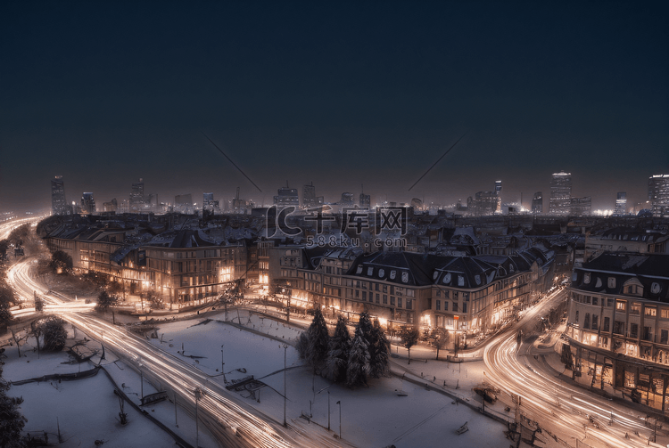 冬季下雪城市夜景摄影图120