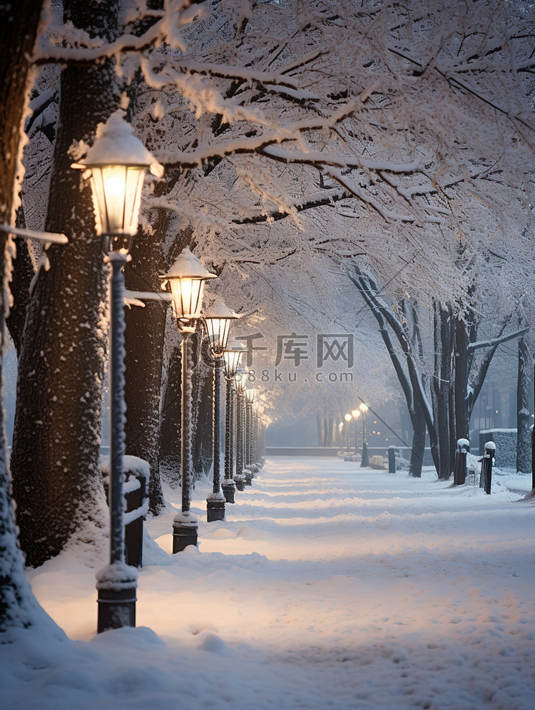 宁静的城市公园冬天雪景20设计图