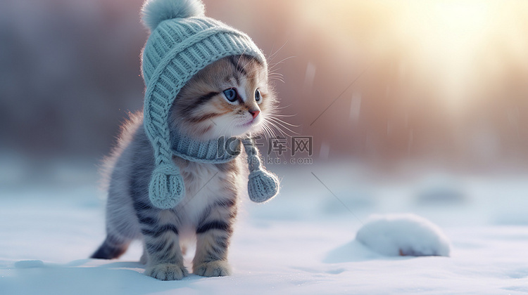 小猫在冰雪上行走6设计