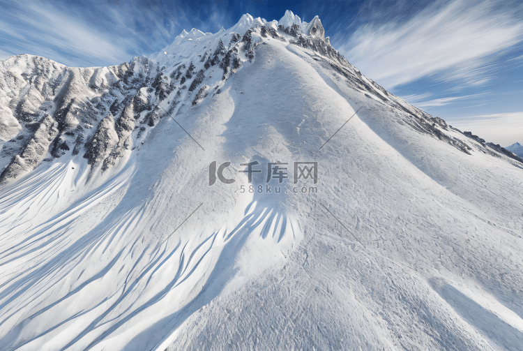 寒冷冬季高山积雪风景图20