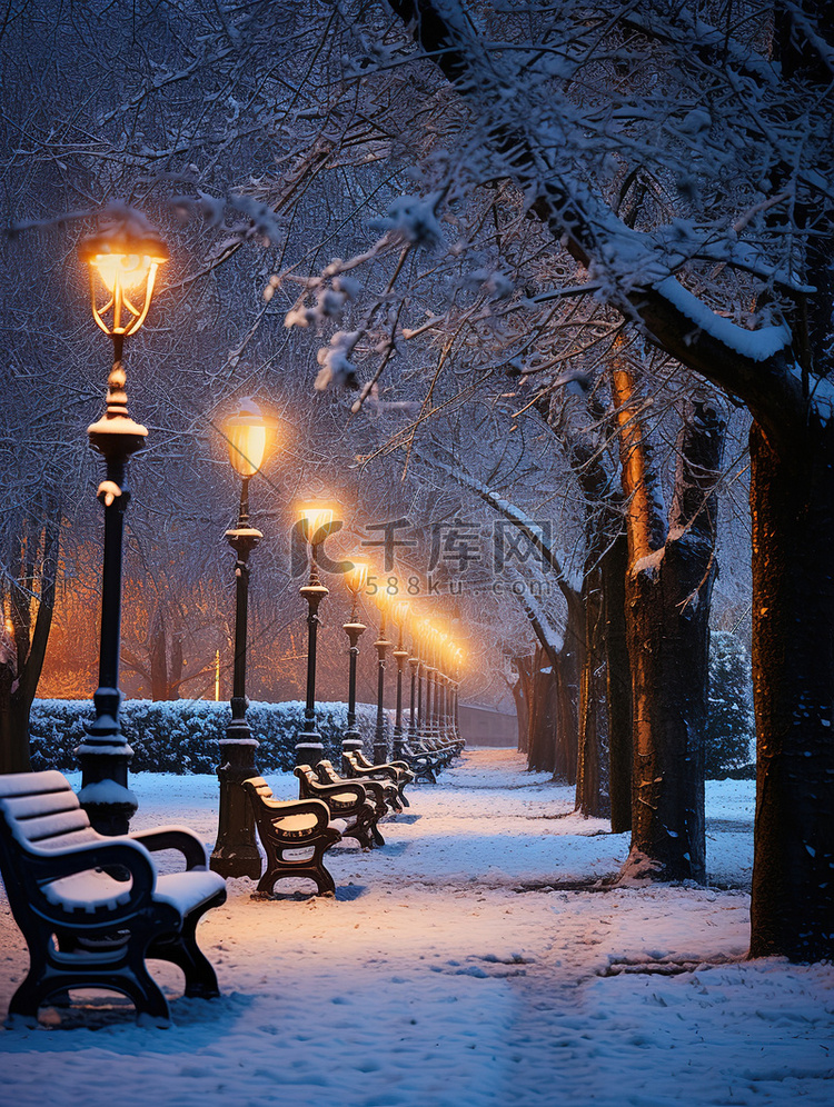 宁静的城市公园冬天雪景13设计图
