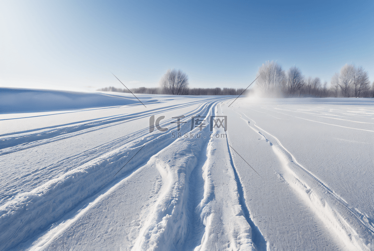 寒冷冬天厚厚的白色雪地图片50