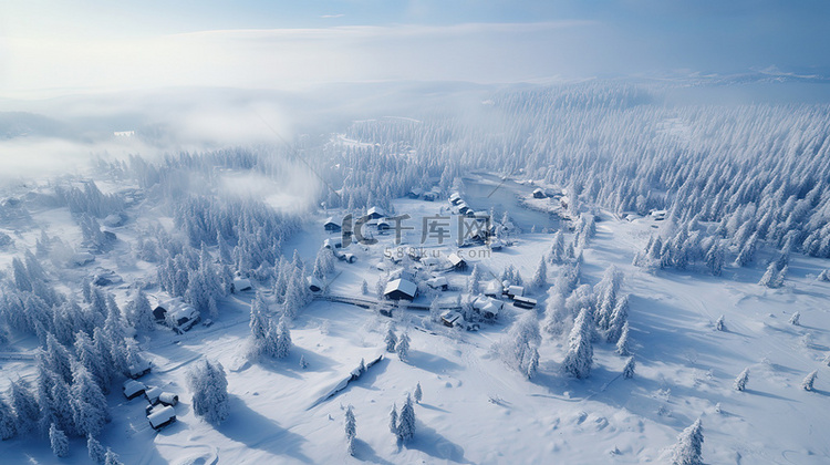 冬天森林雪景鸟瞰图4背景图