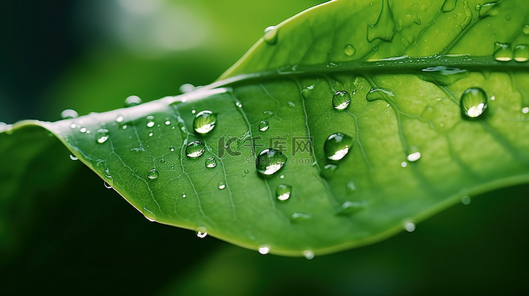 雨水滴在绿色的叶子5背景