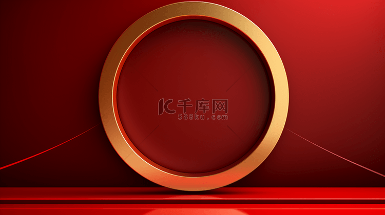 红色简约圆环装饰背景5