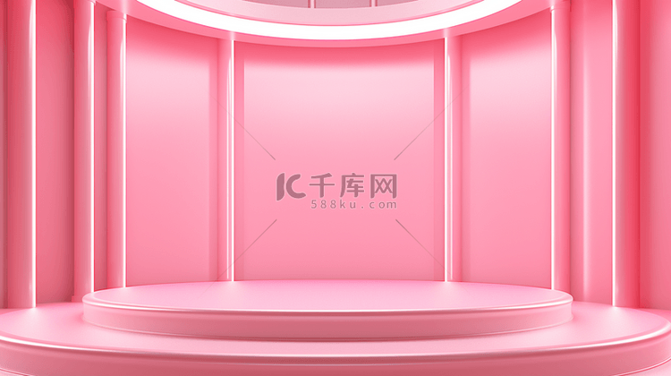 粉色电商装饰美妆展台背景15