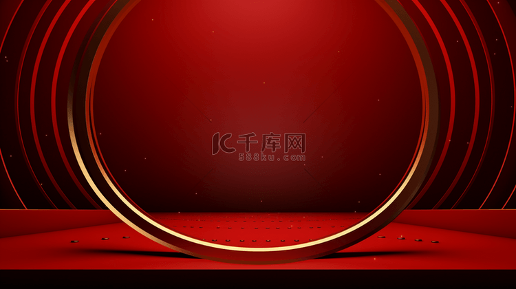 红色简约圆环装饰背景4
