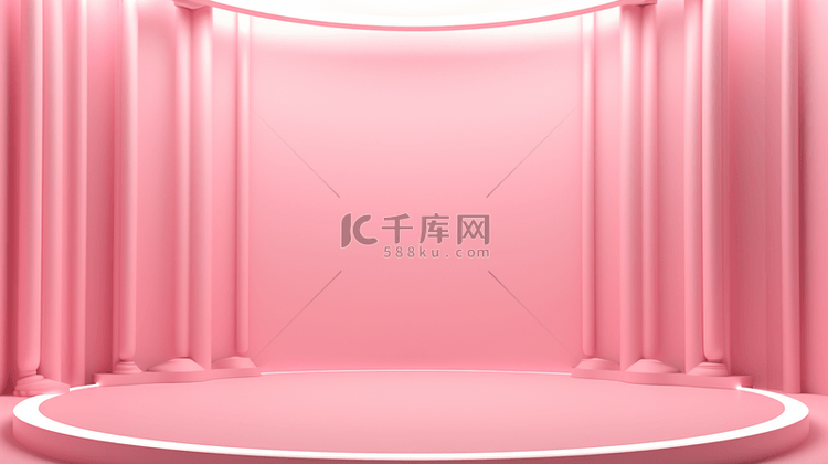 粉色电商装饰美妆展台背景9
