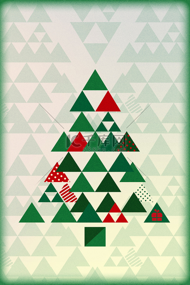 简约绿色创意几何图形圣诞树背景