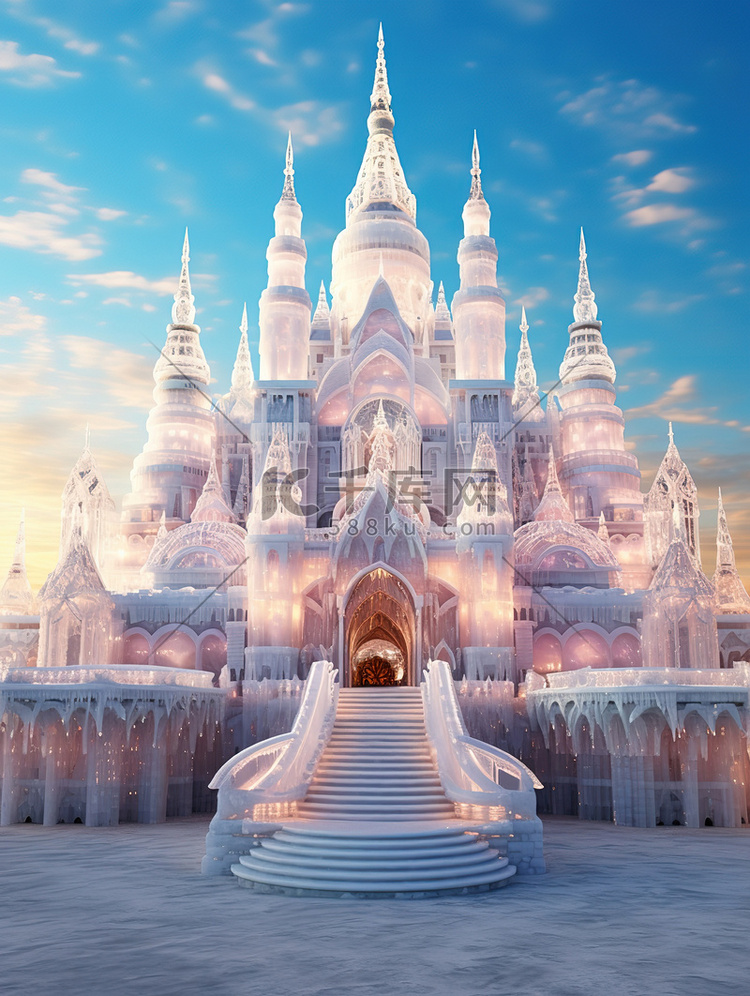 雄伟的冰雕雪城堡6背景图片