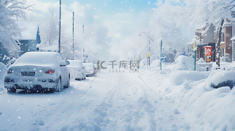 被雪覆盖的街道汽车5图片