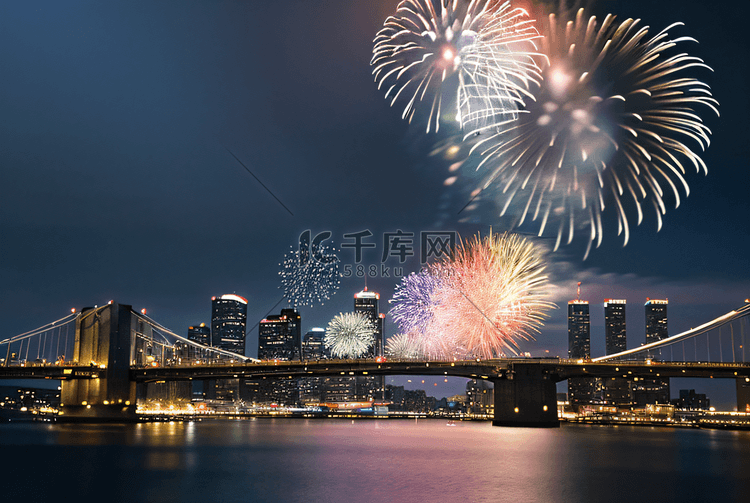 元旦新年春节夜晚跨年户外烟花摄