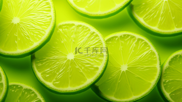 绿色柠檬片简约背景2